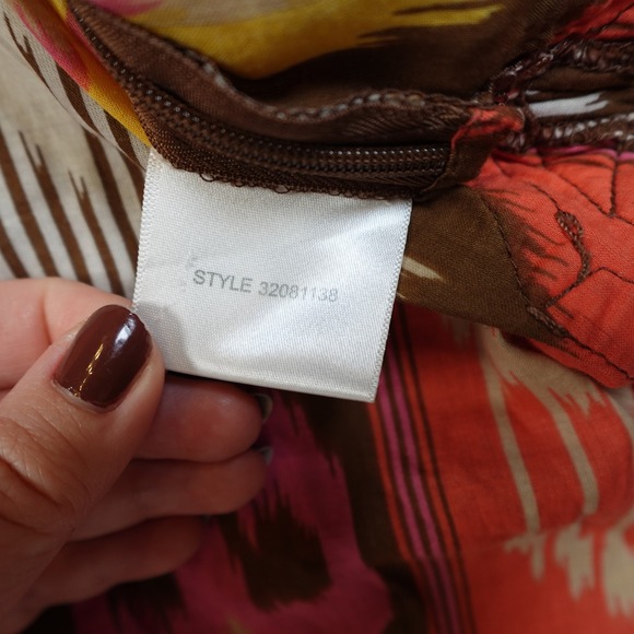 Tory Burch Top Womens 6 Ikat Tunic Long Sleeve Boho Southwestern Brown Pink - Picture 4 of 10